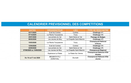 Calendrier 2025/2026